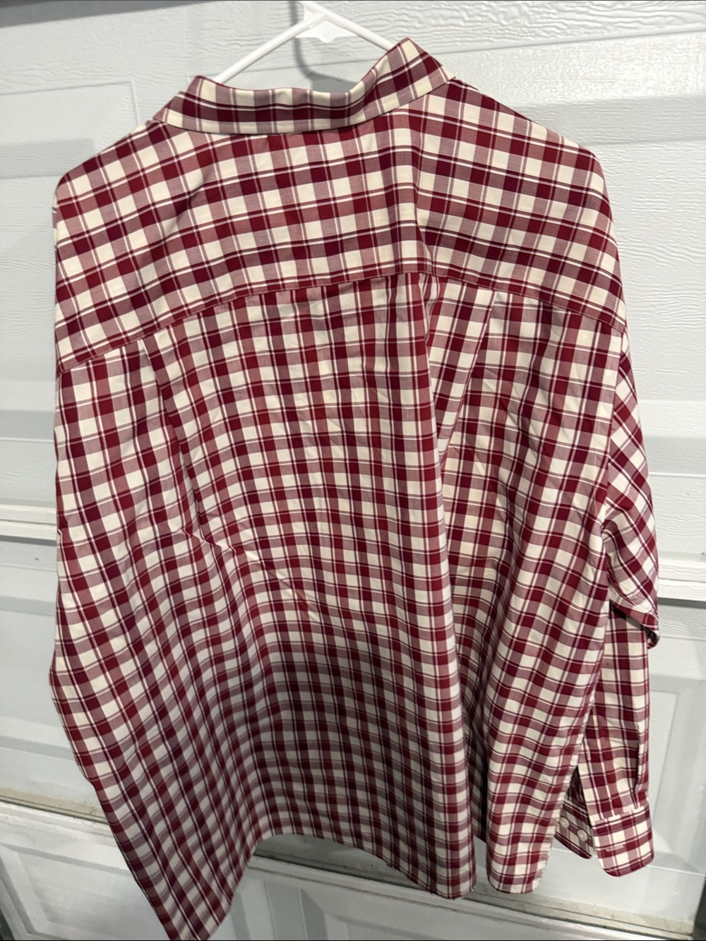 Men's Red and White Plaid Button-Down Shirt - Picture 4 of 4